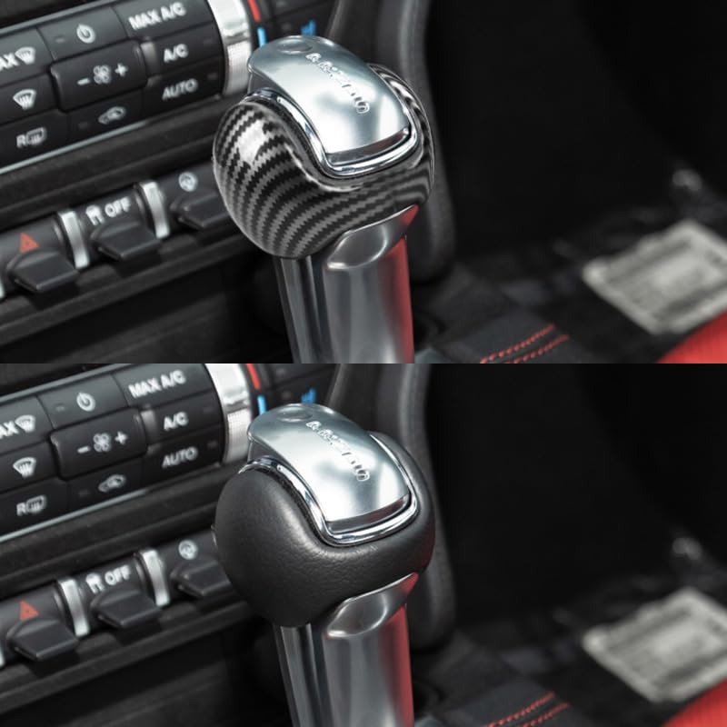 Coque Pommeau Levier Vitesse Fibre Carbone Rouge | Pour Ford Mustang 2015-2019, Décoration Intérieure - 8