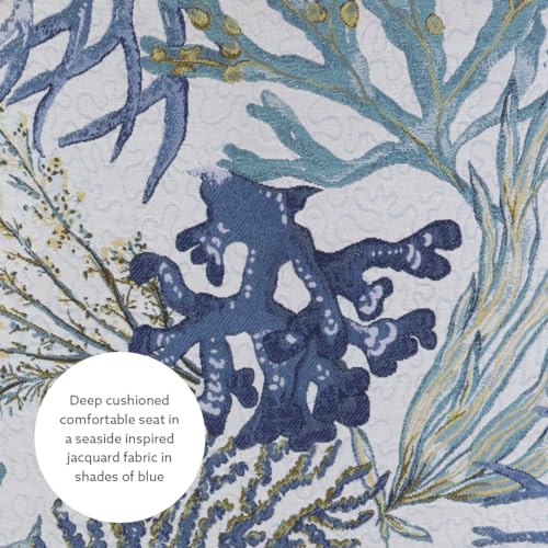 Stephen Oceanside Ivory and Blue Upholstered Coastal Club Chair by Linon - Image 6