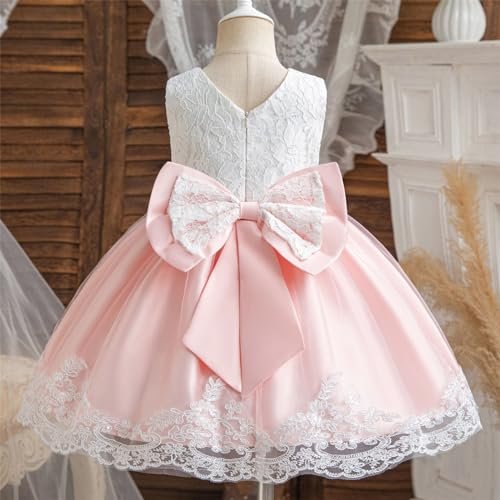 Toddler Girls Lace Dresses Floral Embroidery Tulle Bow Gown Dress Sleeeveless Formal Wedding Bridesmaid Pageant2