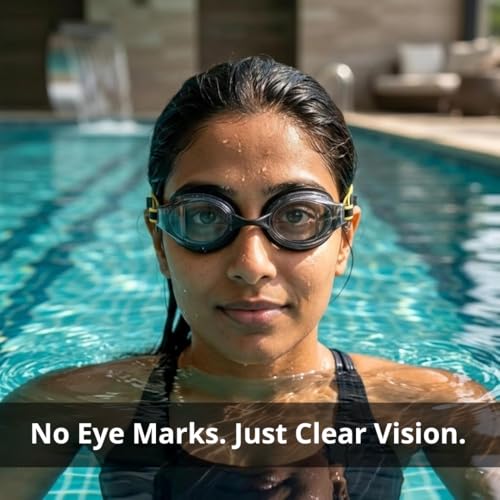 Image of BURNLAB Swimming Goggles for Everyday Pool Use, Clear Vision Lens, Easy Adjustable Strap, Unisex Adult (Black and orange)