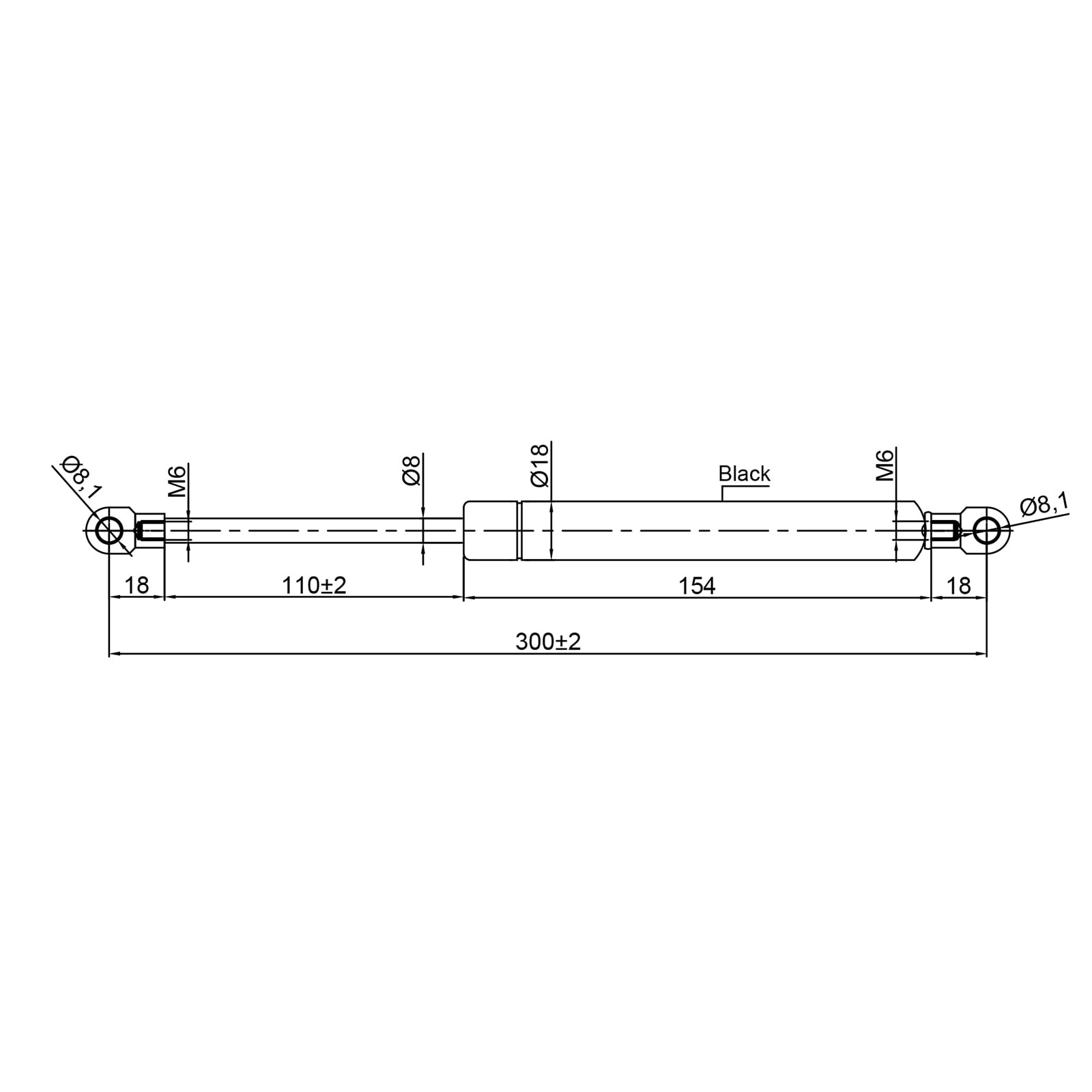 Universal Gas Struts Spring Eyelet | 100-1000 Newton | Length Options 200 mm to 900 mm | Heavy-Duty | Lift Support System (800MM, 300 N) — view 6
