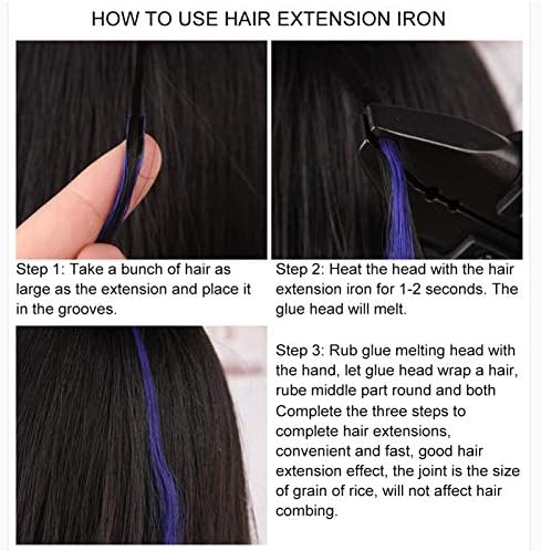 Miniatura 3 de ZJchao Hierro de extensión de cabello, extensiones de cabello portátil, conector de hierro de temperatura ajustable, herramienta de fusión para