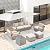 HOMREST 6 Pieces Patio Furniture Set, Outdoor Sectional Conversation Rattan Sofa Set with Ottoman and Outdoor Side Coffee Table for Garden, Porch, Backyard (Light Gray)