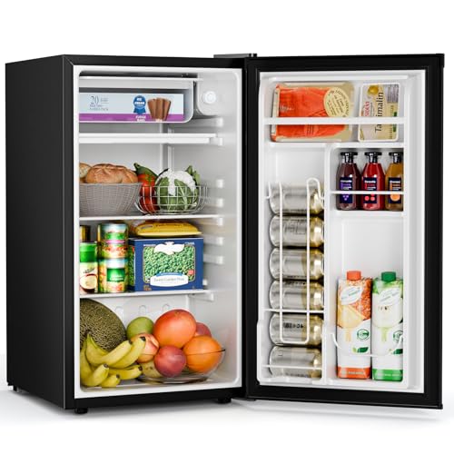 Image of Antarctic Star 3.2 Cu.Ft.Compact Refrigerator with Freezer, Mini Fridge Single Door with Adjustable Thermostat,Removable Glass Shelves for Apartment,Dorm,Office,Kitchen,BLACK