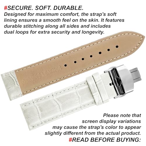 Image of DBLACK ''HOOK'' Leather Watch Strap with Butterfly Lock, Bamboo Design Pattern Full Padded Watch Belt / / For 18mm, 20mm, 22mm, or 24mm Watch Band (Choose Your Size & Color)