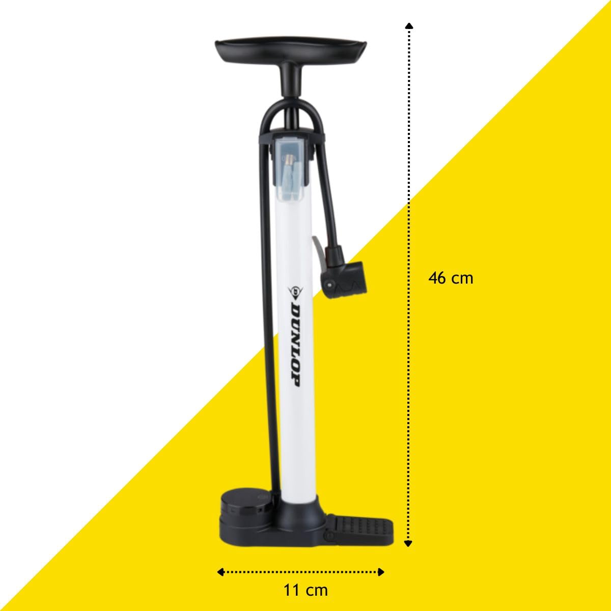 Dunlop Pompe à vélo numérique - Pompe à vélo avec manomètre numérique - pour Valve Schrader Presta Dunlop - 120 PSI 8,3 Bar - avec Adaptateur et Aiguille à Ballon