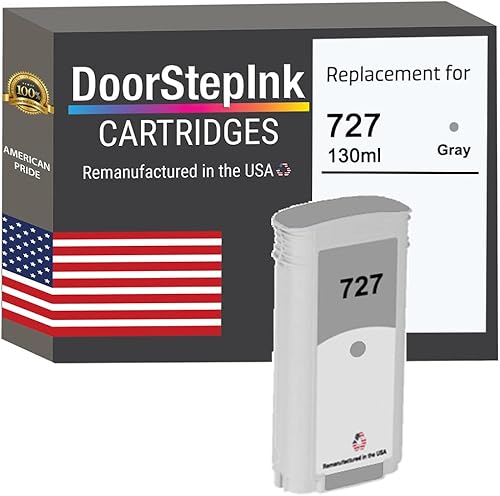 DoorStepInk Recambios de cartucho de tinta remanufacturados en los Estados Unidos para HP 727 4.4 fl oz gris B3P24A para impresoras Deskjet T1500