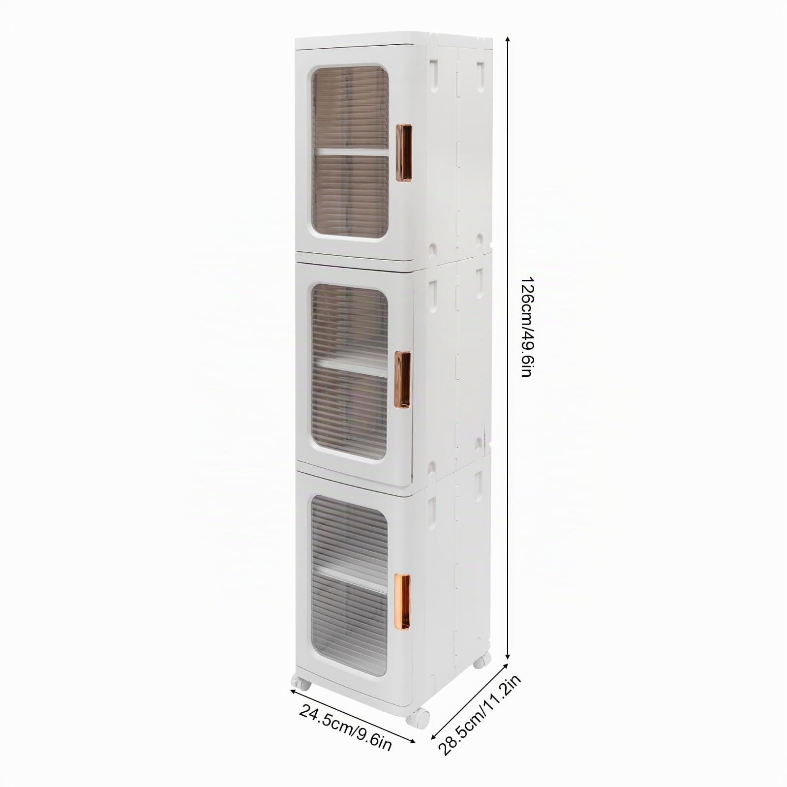 Armoire de rangement multifonction avec 4 roulettes pivotantes à 360° pour livres, fournitures de bureau, collations, articles ménagers, blanc (24,5 x 28,5 x 126 cm)