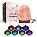 POHS Himalayan Natural Shape Mini USB Salt Lamp with 7 Color led Hand Crafted/Carved Rock Salt Night Light Crystal Rock Salt from Himalayan Mountains; Premium Wood Base, USB Cable