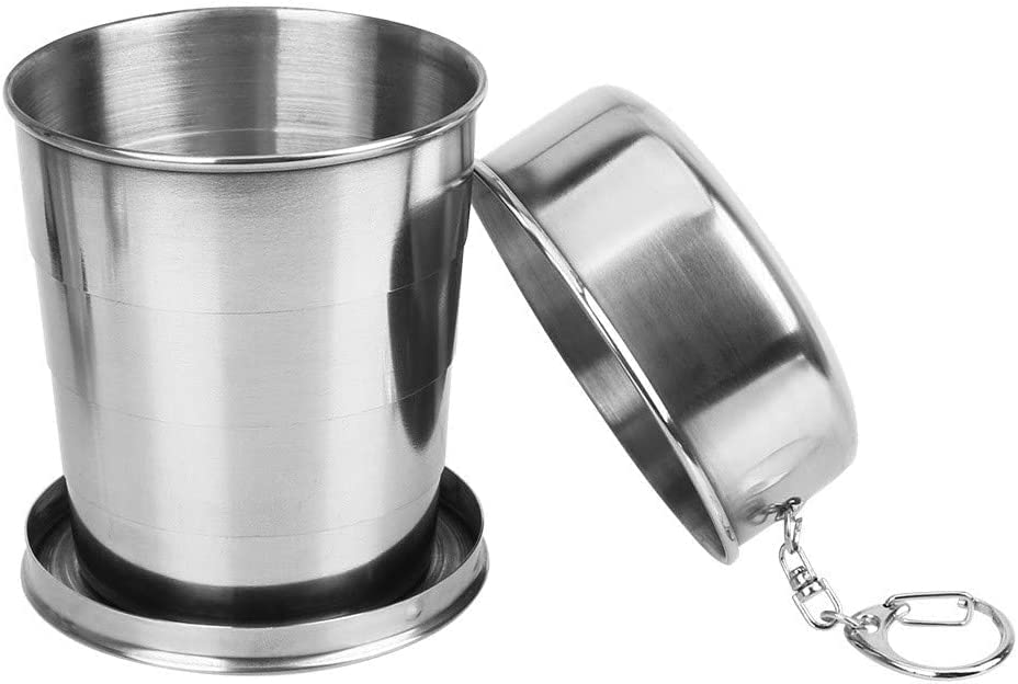 UDEETA MART Foldable Glass Stainless Steel Portable Outdoor Travel Camping Folding Collapsible Cup Telescopic Keychain Metal Folding Glass for Camping Hiking Drinking Telescopic Mug Travel, 75ML (B0C2HR4JJD) Amazon Price History, Amazon Price Tracker