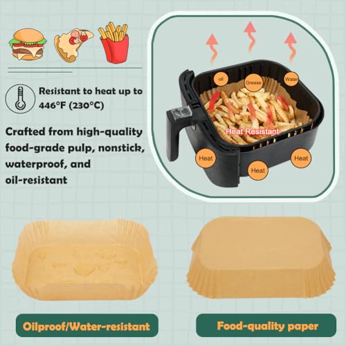Image of BYKITCHEN Small Square Air Fryer Parchment Paper for 3 to 6QT Airfryer
