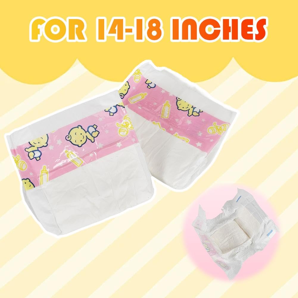 Baby Doll Diapers Pack,10PC Reborn Dolls Diapers Refill for 14~18 Inch Baby Doll Accessories,Reusable Newborn Dipaers,Adjustable Babydoll Underwear Newborn Underpants Accessories — view 7