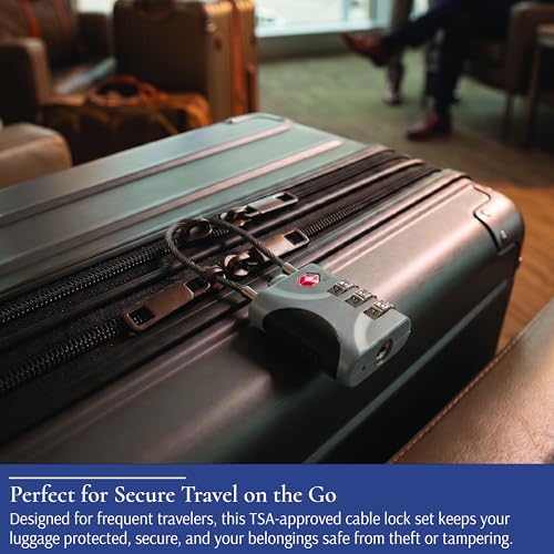Image of Brookstone Cable Lock - 2 Pack 3-Digit Keyless TSA Approved Locks for Luggage - Resettable Combination Luggage Lock, Size One Size, Silver