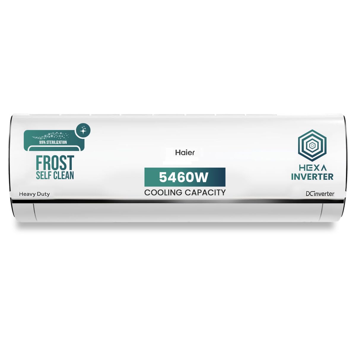 Haier 1.5 Ton 5 Star HEXA Inverter Split AC (5460W, Copper, Heavy Duty, 4 way Swing, Frost Self Clean, 7 in 1, HD Filter, Cools at 60°C, 20 mtr Air Throw - HSU19K-PYSC5BN-INV, White)