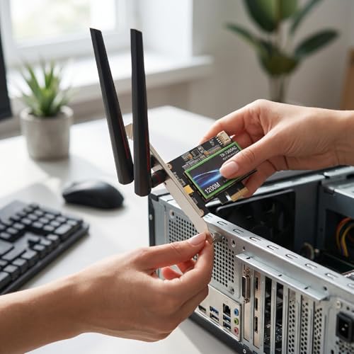 Zunate 7265AC Tarjeta WiFi PCIe, Adaptador de Red Bluetooth 4.2 de Doble Banda 1200Mbps con Antenas Duales de 10dBi para PC Windows 7, 8, 10, 11 miniatura 7