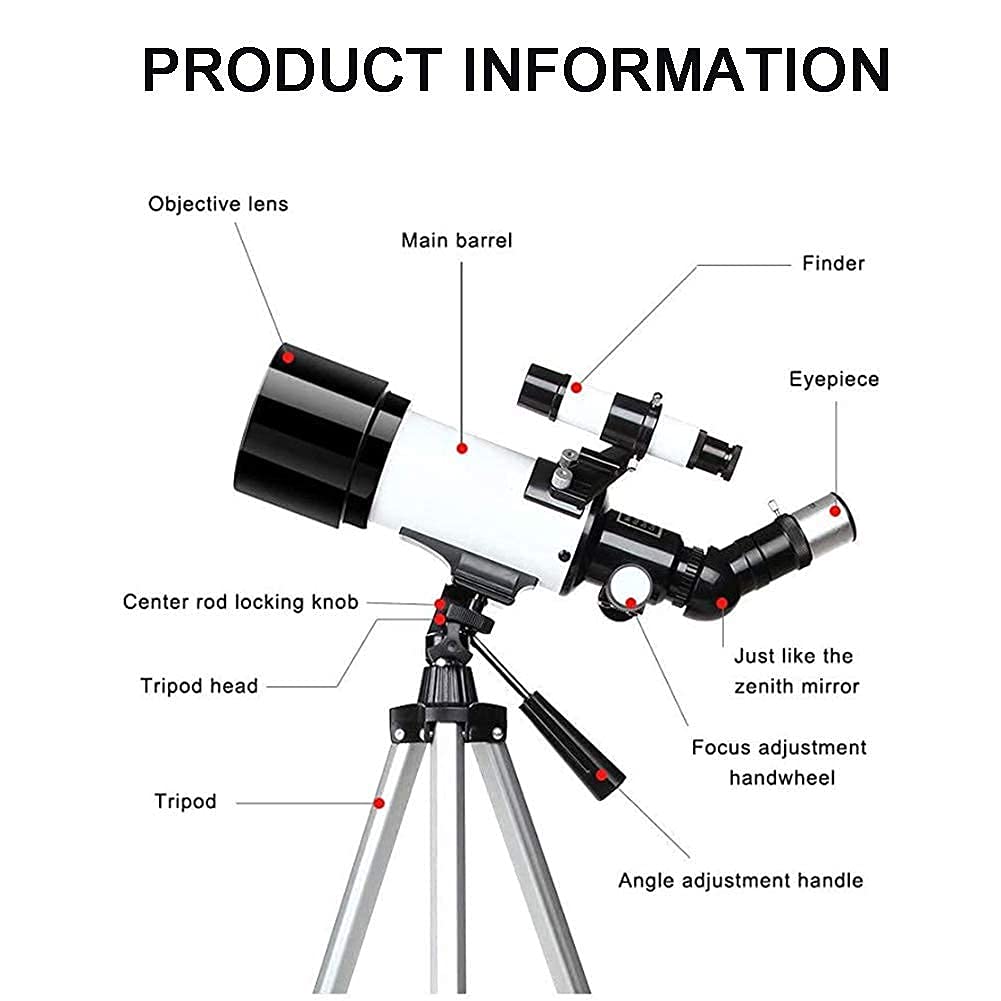 Teleskop astronomiczny dla początkujących i dzieci, teleskop o dużym powiększeniu 70 mm/400 mm ze statywem, łatwy do przenoszenia, obserwacja ptaków i krajobrazu, prezent urodzinowy vision