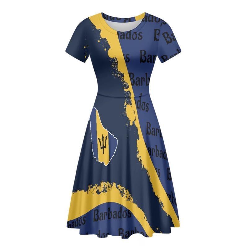 Image of Irisjudy T Shirt Dress for Women Short Sleeve Girls Short Sleeve Dress Plus Size, O Neck Knee Length Midi Dress for Ladies
