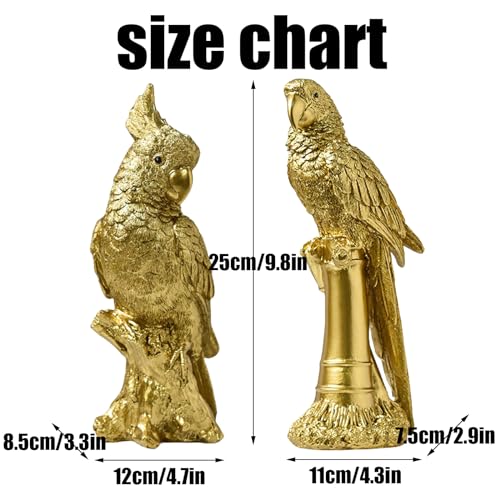 Estatua elegante de loro de resina para decoración hogareña miniatura 5
