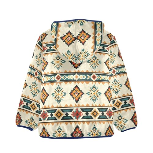 Ethnic Aztec Patterns Girls Fleece Jacket Girls Fall Jacket Boys Coats Zip Up Hoodie Children Sherpa Warm Outerwear 2-10T2