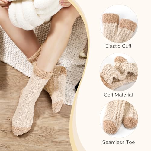 Premillow Fuzzy Socks for Women, Womens Fluffy Socks, Soft Cozy Slipper Sock for Women, Winter Thick Warm Sleeping Sock4