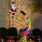 Christmas Santa Solar Kettle Lights - Garden Lawn Decorative Lights, Claus Ground Decorative Pathway Lamp, Patio Waterproof Watering Can Light Vintage Metal Outdoor Decoration(Colorful)