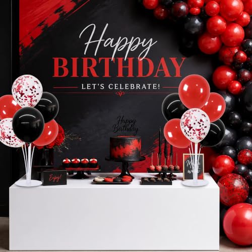 Image of TONIFUL 6 Set Black Red Balloon Stand Centerpieces for Table