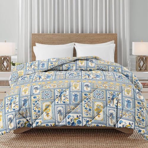 Image of Amazon Brand - Umi Reversible Single Bed Super Soft AC Comforter /Blanket /Quilt /Rajai 220 GSM Soft Microfiber Diamond Stitch (90 inch x 60 inch Inches /228cm x 152cm) - Comforter Single Bed|Blue & Yellow