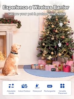 MIMOFPET Wireless Pet Barrier - Outdoor Indoor Barrier Waterproof with Adjustable Range up to 16.4 ft,Adjustable Safe Static Intensity, Rechargeable Color Display Electric Barrier System for Dogs