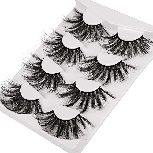 Pleell 25Mm Lashes Mink Fluffy Wispy False Eyelashes Pack 3D Dramatic Long Volume Eyelashes 4 Pairs #TOP2