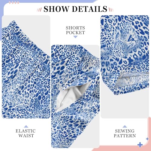 Pajama Pants Blue Leopard Print PJ Bottoms Sleepwear Lounge Sleep Pant with Pockets4