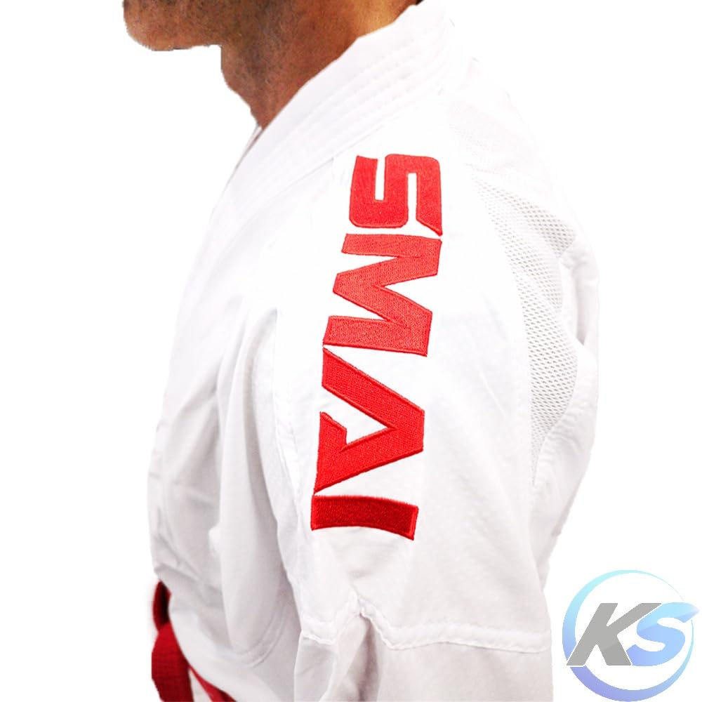 SMAI KarateGi Pro Fighter WKF Kumite Kit 2 Giacche Rosso/Blu e 1 Pantalone