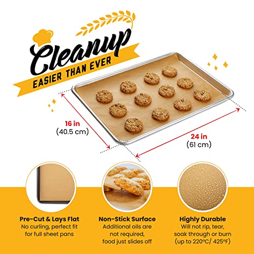 Baking Paper, 220Pcs Parchment Paper for Baking, Full Sheet Pans 16X24 inch (20x60cm), Unbleached Natural Brown - Image 2