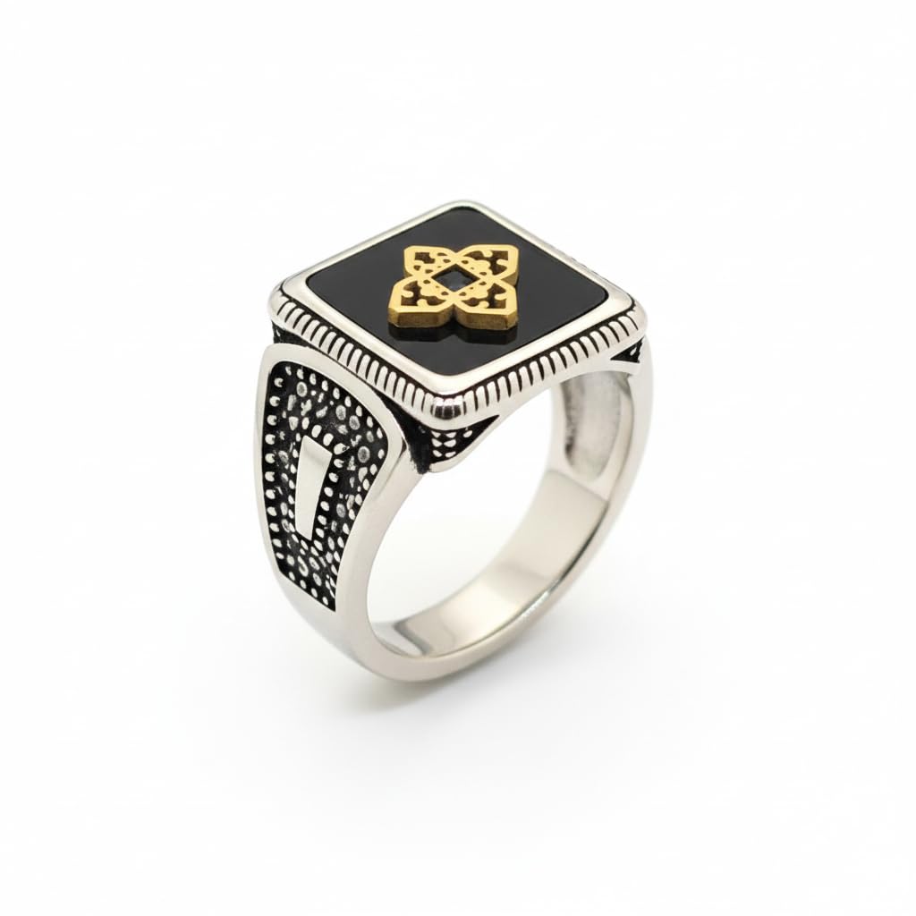 the men thing Royal Series - ROYAL AEGIS RING - Pure Stainless Steel Men’s Steel-Gold-Plated Ring – Statement Luxury Jewelry (Size : 16-17-21-22-23-24-26-27)-picture-10