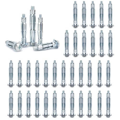 Lot de 40 Chevilles à Expansion en Métal, M5 x 52 Ancrages en Métal pour Cavité, Acier au Carbone Écrous à Pétales, Écrous à Pétales, Jeu de Chevilles Métalliques, pour Panneaux de Bois