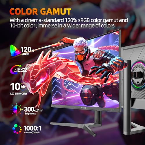 Image of CUNPU 32 Inch 4k Gaming Monitor, 144Hz UHD Fast IPS Panel, 1ms GTG, sRGB 120%,10 Bit, Gsync & FreeSync, Support Xbox PS5 4k 120Hz VRR ALLM, HDMI 2.1,DP 1.4, Height /Vertical Adjustment