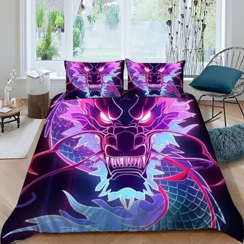 Housse de couette dragon avec fermeture éclair et impression 3D - 3