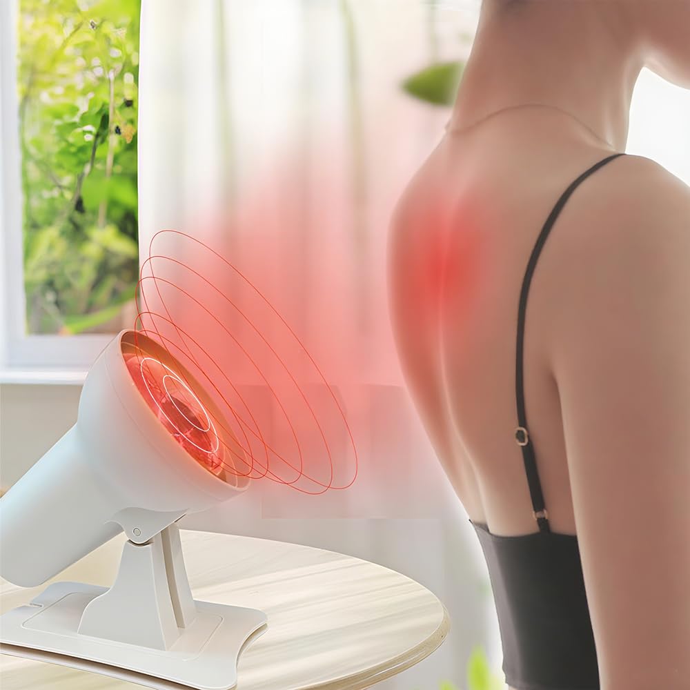 Lampara Infrarrojos, 150W Luz Infrarroja, Lampara Luz Roja Regulable con 4 Niveles de Ajuste de Temperatura y Temporizado para Calor
