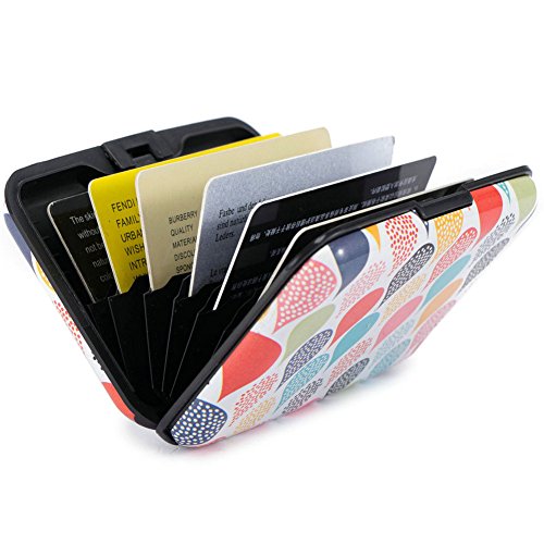 Image of Elfish Mini RFID Aluminum Wallet Credit Cards Holder Business Card Case Metal ID Case for Men Women (Colored beads)