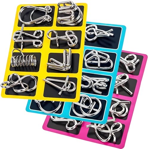 Metall Knobelspiele Set 3D, Metallpuzzle Set 24 Stück, Denksport Puzzle Metall mit Ring Geduldsspiel für Erwachsene, Metal Puzzle Logikspiele zur Gehirnförderung