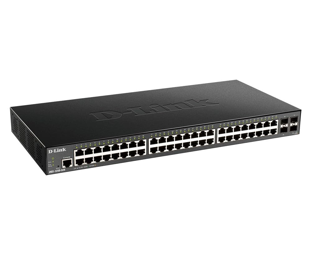 D-Link DGS-1250-52X Switch Smart+ 48-Port Gigabit + 4x 10G SFP+ Idéal pour Entreprise Administration et Réseaux Gérés