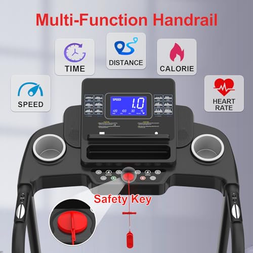 Image of Folding Treadmill, Treadmills for Home 330 LBS Capacity,Max 3.5 HP Electric Treadmill with 0-15% lncline,5.0 in LED Display Bluetooth Speaker Pulse Sensors
