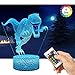 Produktbild QiLiTd 3D Dinosaurier Lampe LED Nachtlicht mit Fernbedienung, 16 Farben Wählbar Dimmbare Touch Schalter Nachtlampe Geburtstag Geschenk, Frohe Weihnachten Geschenke Für Mädchen Männer Frauen Kinder
