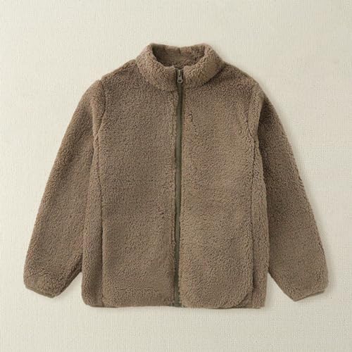 Kids Girls Fleece Full Zip Jacket Solid Color Brushed Stand Up Collar Long Sleeve Coat Toddler Girls Cute Warm Clothes3