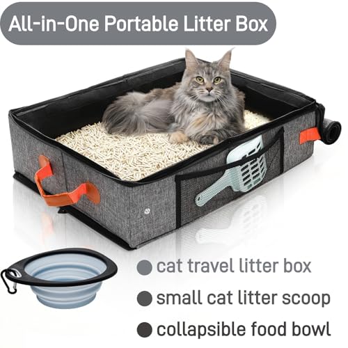 Caja de arena portátil plegable para gatos 19.7 x 15.7 x 11.8 pulg miniatura 3