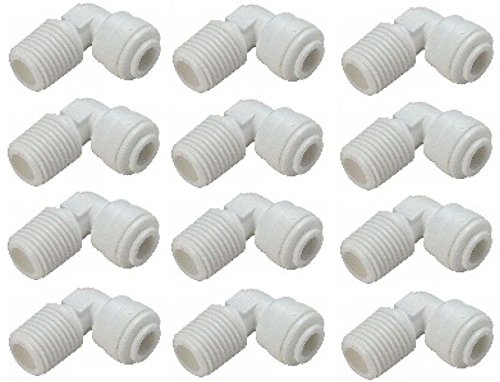 Aameria Elbow Connectors 1/4 inch QC x 1/4 inch Thread for RO Water Purifier Spare Part for Solid Filter Cartridge(Pack of 12pcs)