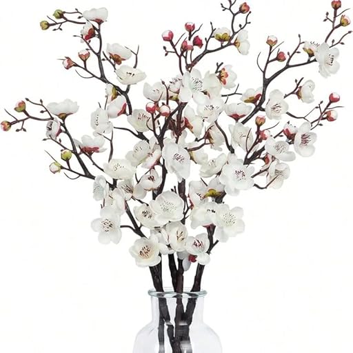 Genérico Flores Ramas de 50 cm Flores Artificiales, Artificiales Decoracion para Hogar, Bodas, Fiestas, Oficinas, Balcones y Jardines (Blanco, Rojo, Rosa) (Blanco) | Ya disponible en tu tienda friki favorita! En mundofriki.es!