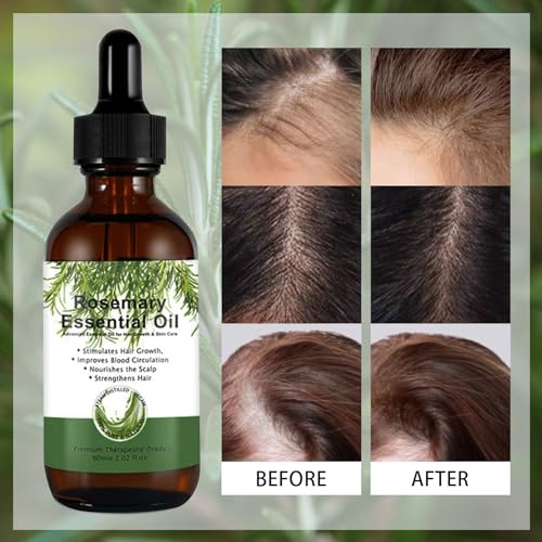 Organic Rosemary Oil- Rosemary Essential Oil for Hair Growth-60ML Pure Rosemary Oil,Hair Care Essential Oil Strengthens Hair Roots and Nourishes the Scalp for Women&Men - Image 4