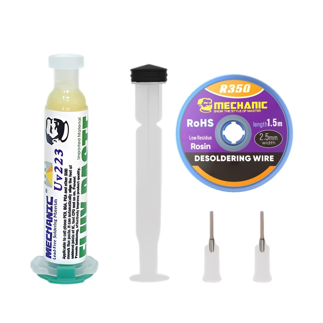 2 Pieza Trenza De Soldadura Y Pasta Fundente Sin Limpieza, Flux Para Soldar Estaño, Kit De Desoldadura Para Reparación De Componentes Electrónicos, Placas De Circuito Impreso (B)