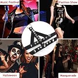XCSJ Punk Gothic Stil Ring Armband Einstellbar Persönlichkeit Schmuck mit Kette und Nieten aus PU Leder Gothic Rock Punk Cosplay Armband für Halloween Bühne Requisiten Kostüm Zubehör (schwarz, 1pcs)