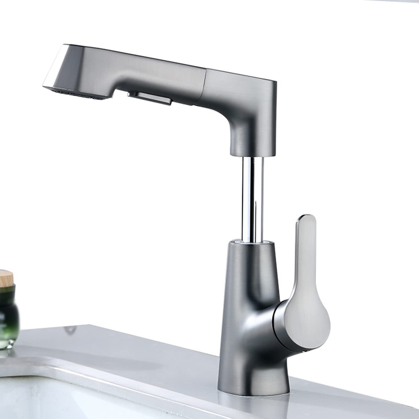 Robinet mitigeur de salle de bain extractible et pivotant pour un lavage quotidien simplifié